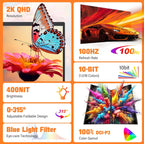 InnoView 18" 2K 100Hz Dual Portable Monitor 100% DCI-P3 Dual Monitor 315°Adjustable Screen Extender for Windows Mac Laptop with Speakers Type-C HDMI DP Foldable 2560x1600 Monitors (No Driver Needed)