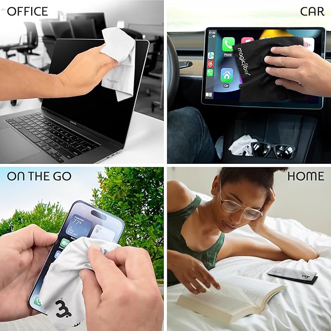 MagicFiber Microfiber Cleaning Cloth, 6 Pack - Premium Cloth for Glasses, Lens, Screens & More