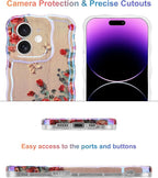 Jusy Compatible with iPhone 11, Colorful Retro Oil Painting Printed Flower Laser Glossy Pattern Cute Curly Wave Phone Case Soft TPU Cover for Girly Women - Beige