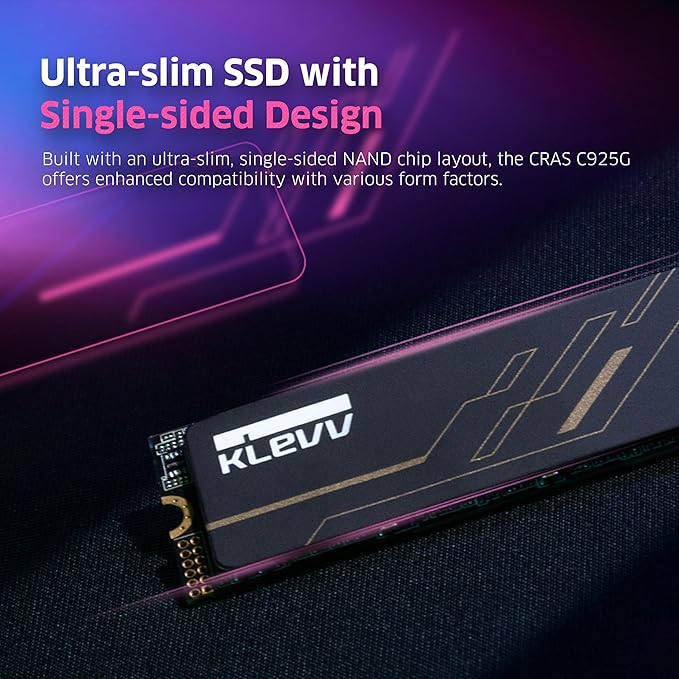 KLEVV CRAS C925G 500GB M.2 2280 NVMe PCIe Gen4x4 Internal Gaming SSD with Graphene Heatsink, Compatible with PS5, up to 7400MB/s (K500GM2SP0-25G)