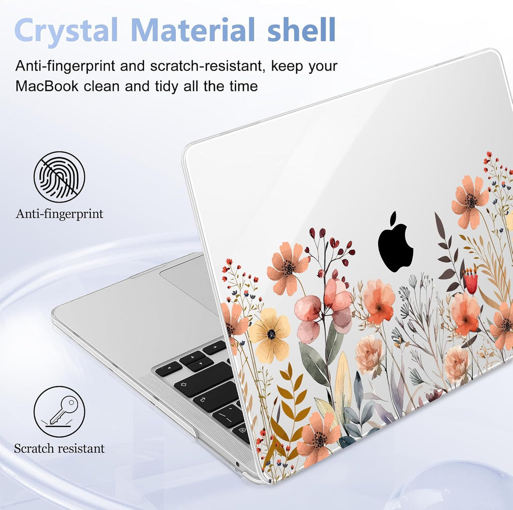 Case for MacBook Pro 13 inch with/Without Touch Bar (2016-2022, M2 A2338 M1 A2289 A2251 A2159 A1989 A1706 A1708), Hard Shell + Keyboard Cover + Dust Plug, Watercolor Flowers