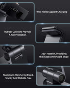 Maxonar iPad Stand Holder, Heavy-Duty Aluminum Alloy Tablet Stand, 360° Swivel Foldable iPad Pro Air Charging Stand Holder for Desk Bed Store POS Showcase Reception Kitchen Office (6-13''), Grey