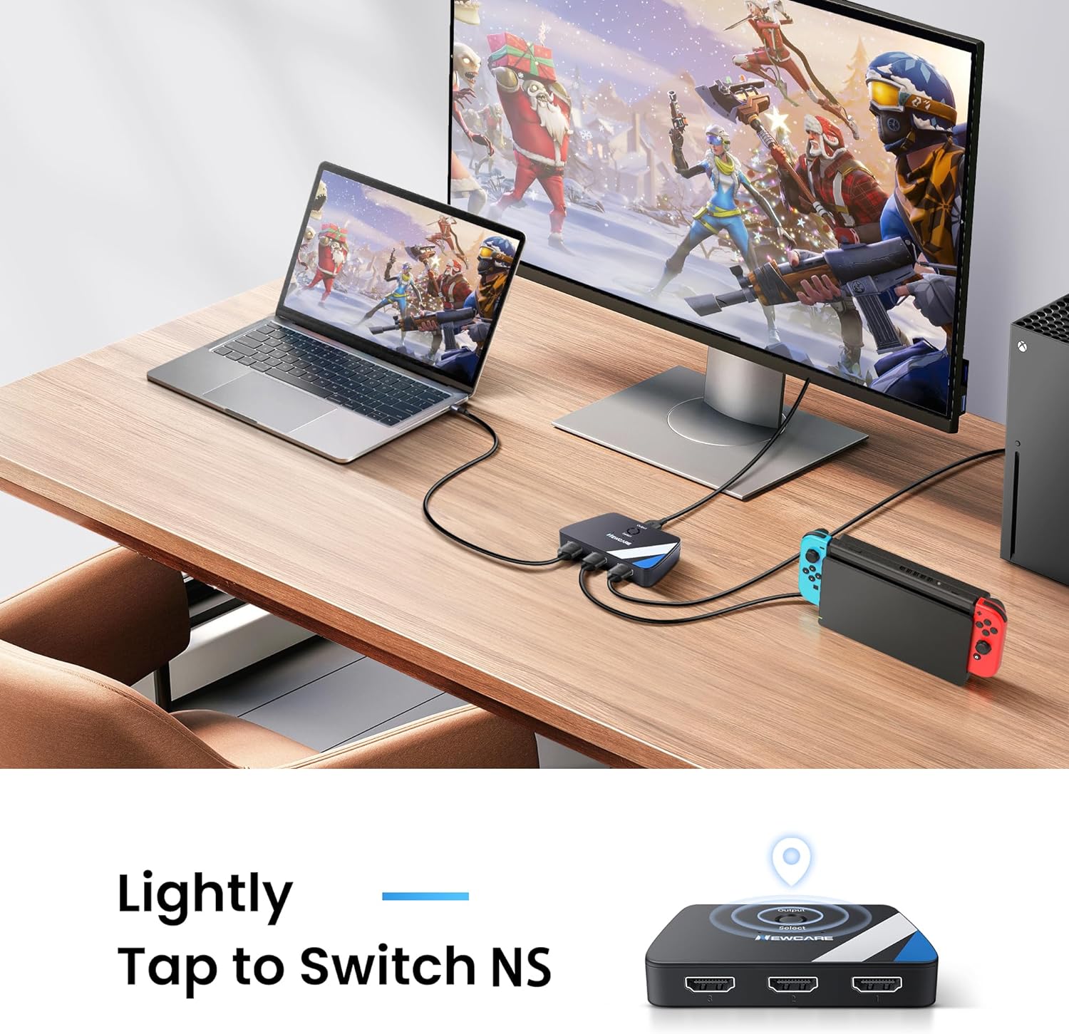 [Upgrade] HDMI Switch 3 in 1 Out, 4K@60Hz HDMI 2.0 Switch Splitter with 2.6FT Long HDMI Cable, 3-Port HDMI Switcher Selector, Supports 4K 30Hz 3D 1080P HDCP2.2 for PS5 Xbox DVD Player Fire Stick PC