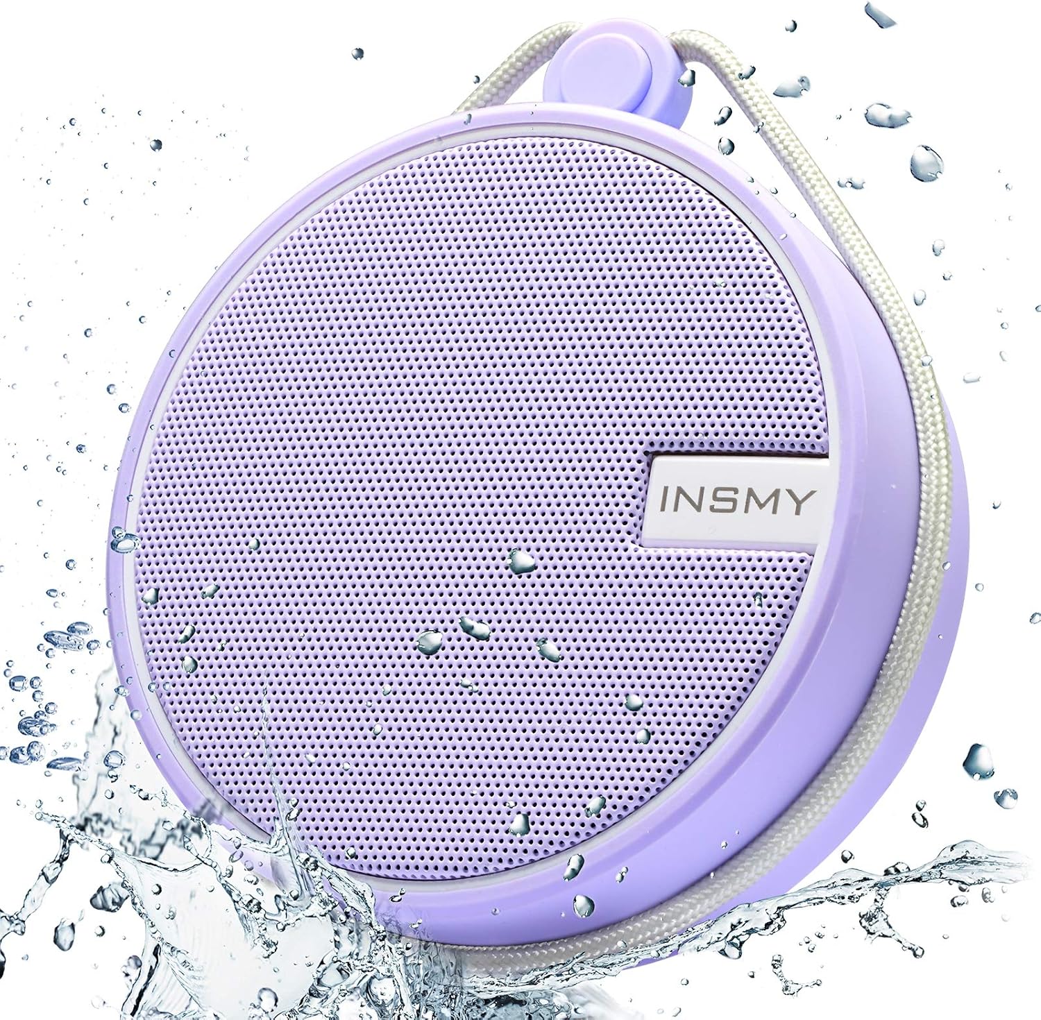 INSMY C12 IPX7 Waterproof Shower Bluetooth Speaker, Portable Small Speaker, Speakers Bluetooth Wireless Loud Clear Sound Support TF Card Suction Cup for Kayak Canoe Beach Gift (Purple)
