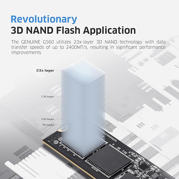 KLEVV Genuine G560 1TB M.2 2280 NVMe PCIe Gen5x4 Internal SSD Heatsink Included, up to 13000MB/s with DRAM Cash (K01TBM2SP0-G56)