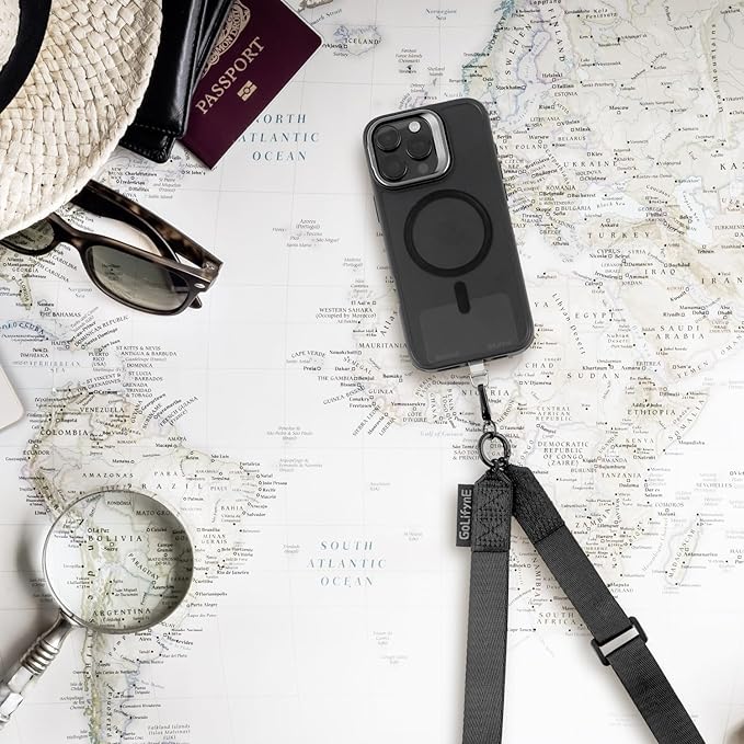 25mm Crossbody Phone Lanyard, Anti-Theft Crossbody Phone Strap for iPhone 16 Pro Max and Most Smartphones, Cell Phone Neck Lanyard w/ 2 Non-Adhesive Tether Tabs for Men and Women, Black