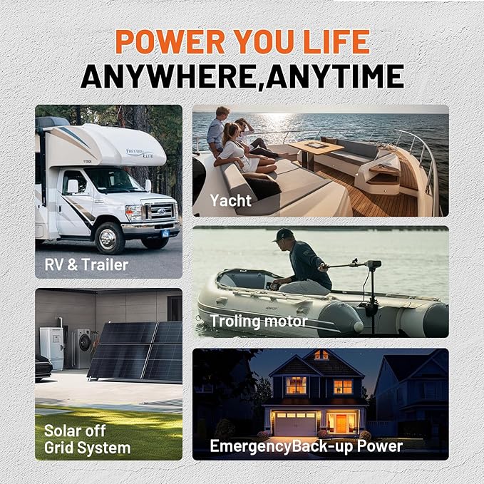 12V 310Ah LiFePO4 Lithium Battery 4PCS– Max. 3968Wh, 15000+ Deep Cycle Battery with 100A BMS, Low-Temp Cutoff | A+ Grade Cells for Marine, Trolling Motor, Off-Grid Home Energy Storage, Van Life