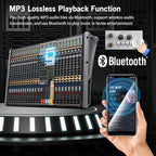 Professional Audio Mixer, 24 Channel Sound Board Mixing Console, Dual DSP Reverb, Dual 7-Band EQ, 48V Phantom Power, 4 Group Stereo Output Input, Mixer for Church