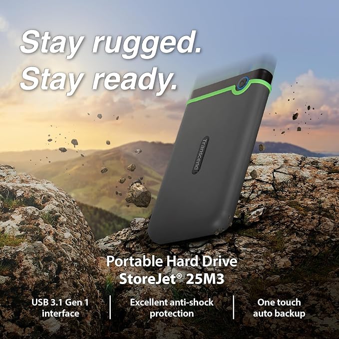 Transcend 2TB USB 3.1 Gen 1 StoreJet 25M3S SJ25M3S Rugged External Hard Drive TS2TSJ25M3S