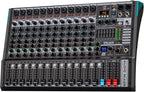 DJ Mixer, TKLBLS Professional 12 Channel Audio Mixer Board with 99-Bit DSP, Sound Board Mixing Console 7-Band EQ Output, USB Audio Interface, Bluetooth 48V Phantom Power For Karaoke Studio Streaming