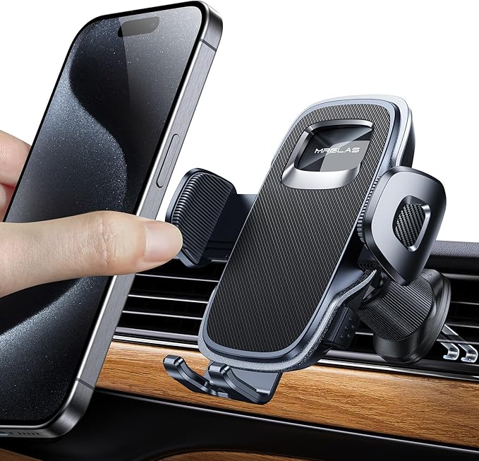 MRGLAS 2025 Upgraded Phone Holders for Your Car with New Metal Hook Clip, Handy Air Vent Cell Phone Car Mount [One Hand Operation], Universal Automobile Cradle for iPhone Android and All Smartphones