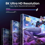 NEWCARE HDMI 2.1 Switch 2 in 1 Out with 2.6ft 8K Cable, HDMI Switcher 4K@120Hz, Bi-Directional HDMI Splitter Supports 8K@60Hz HDR10+ 3D Dolby VRR HDCP2.3 for TV PS5 Xbox Laptop Projector