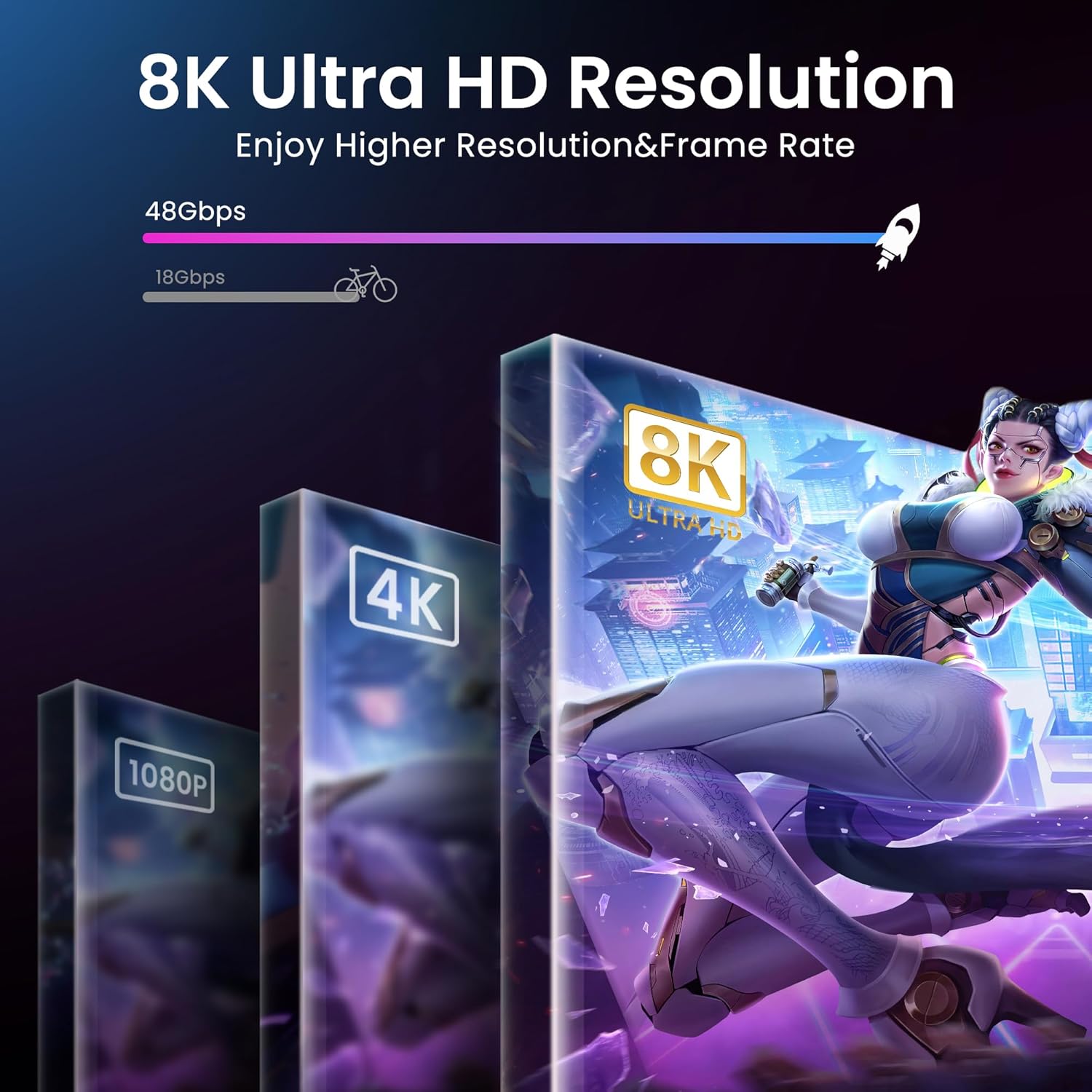 NEWCARE HDMI 2.1 Switch 2 in 1 Out with 2.6ft 8K Cable, HDMI Switcher 4K@120Hz, Bi-Directional HDMI Splitter Supports 8K@60Hz HDR10+ 3D Dolby VRR HDCP2.3 for TV PS5 Xbox Laptop Projector