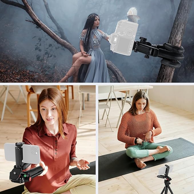 NEEWER Mini Flexible Tripod for iPhone & Camera with Remote/Handle/Phone Holder/Action Camera Adapter, Portable Pocket Desk Tripod for Travel Vlogging Compatible with iPhone GoPro Samsung, TP36