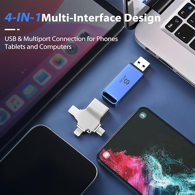 128GB Auto-Photo-Backup-Stick for All Device Secure Picture-Saver-Flash-Drive Universal Photo Video Backup Device Photo-Saver-Thumb-Drive iPhone-Backup-Storage Computer-Photo-Stick iPad-Backup-Memory