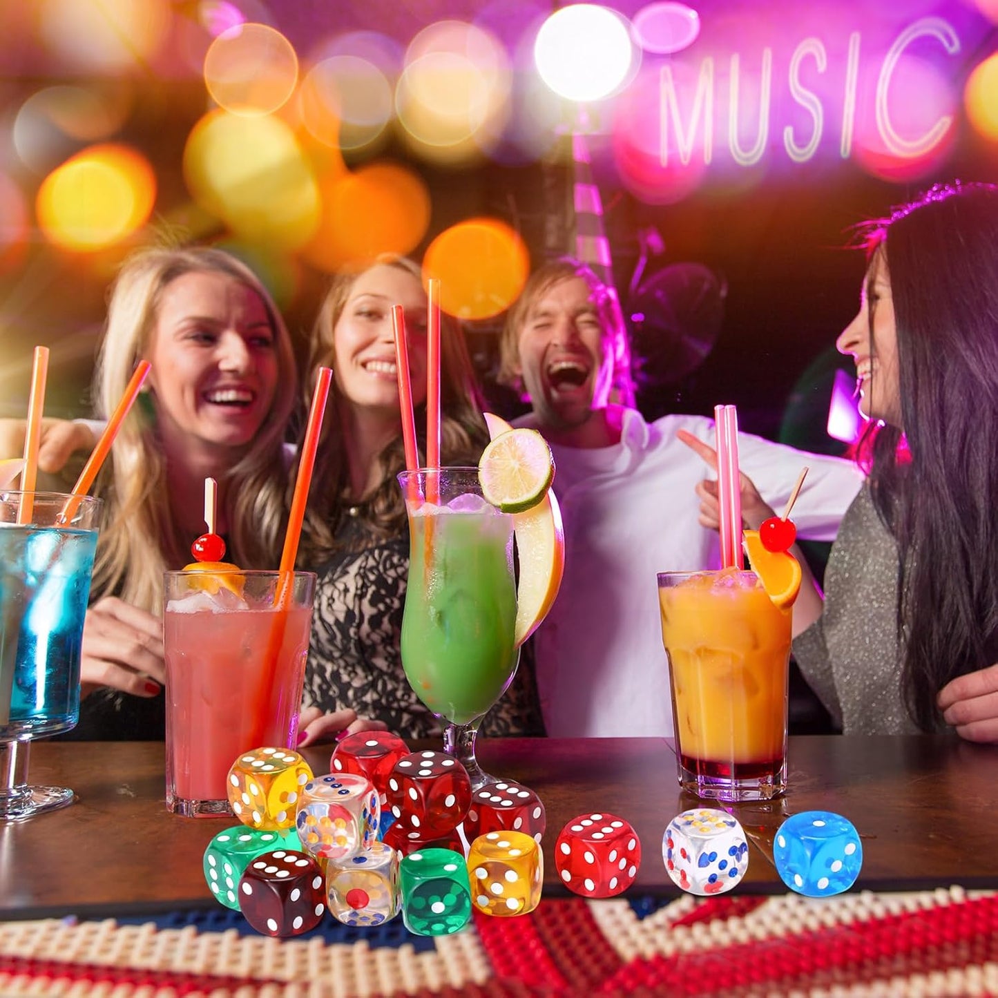 18 Pcs Casino Theme Party Dice Large Opaque Jumbo Acrylic D6 Dice for Casino, Craps, Table Games and Board Games(25 mm,Clear Color)