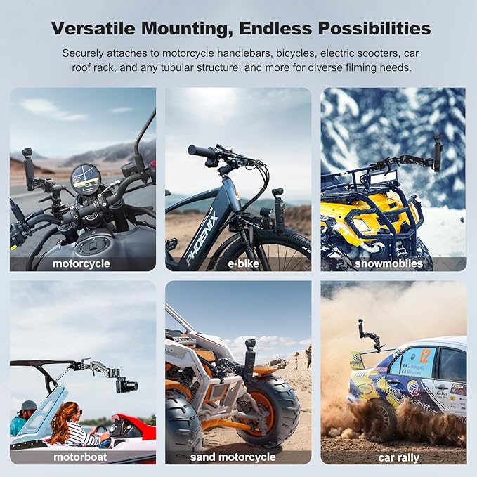 Came-TV Motorcycle Camera Mount Stabilizer, Bike Camera Mount,Handlebar Mount Shock Absorber Arm, Anti-Shake Motorcycle Mount PK04 Compatible with Pocket 2, Pocket 3, 360 Action Cameras, Smartphones