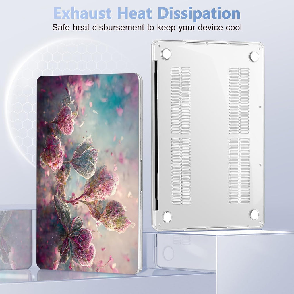 Case for MacBook Pro 13 inch with/Without Touch Bar (2016-2022, M2 A2338 M1 A2289 A2251 A2159 A1989 A1706 A1708), Hard Shell + Keyboard Cover + Dust Plug - Flowers