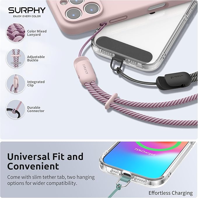 SURPHY 3 Pack Phone Wrist Strap with CellPhone Tether Tab, Cellphone Lanyard, Phone Strap with 2-Color Braided, Wrist Lanyard