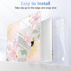 Case for MacBook Pro 13 inch with/Without Touch Bar (2016-2022, M2 A2338 M1 A2289 A2251 A2159 A1989 A1706 A1708), Hard Shell + Keyboard Cover + Dust Plug - Gold Blossom Flowers