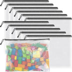 Umriox Mesh Zipper Pouch, 14.9x11.0 in (Black, 12 Packs), Extra Large Zipper Bags, Waterproof Zipper Pouches for Office Supplies, Puzzles, Board Game Storage & Cross Stitch Projects