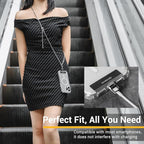 MAGEASY Crossbody Phone Chain Strap - Universal Metal Crossbody Phone Lanyard With Adjustable Length, Chic Cell Phone Necklace Crossbody Strap for iPhone & Android Phones - Silver Metal