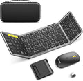 Foldable Keyboard and Mouse, Samsers Folding Bluetooth Keyboard Combo, 2.4G + BT5.0 x 2, Full-Size Portable Travel Keyboard & USB-C Rechargeable Wireless Mouse for Windows Android iOS Mac OS