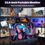 InnoView 23.8 Inch 2K 100Hz Large Portable Monitor ∆E<2 100% sRGB Fast IPS Portable Gaming Monitor QHD w/180° Adjustable Stand USB-C HDMI Laptop Monitor for PS5/4 Desktop MacBook Switch Xbox 2560X1440