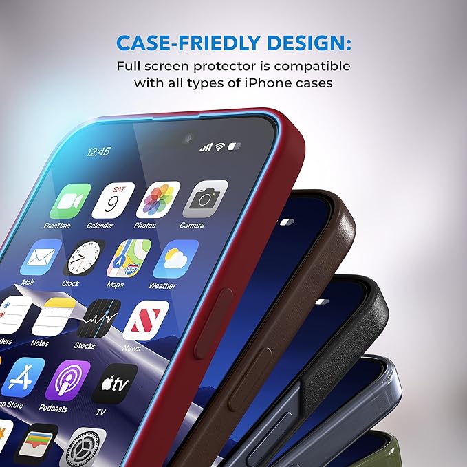 Deppa |2 Pack| for iPhone 16 Pro (6.3') Anti-Blue Light Screen Protector | Scratch Resistant Tempered Glass | 3D Edge to Edge Coverage | Easy Installation Kit | Eye Safeguard TÜV Certified