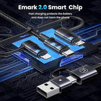 240W Multi Charging Cable, 4ft 6-in-1 USB C Cable Fast Charging Cords with USB-C/A Ports to IP/Type C/Micro Connectors for Pad/Cell Phones/Tablets/Laptop