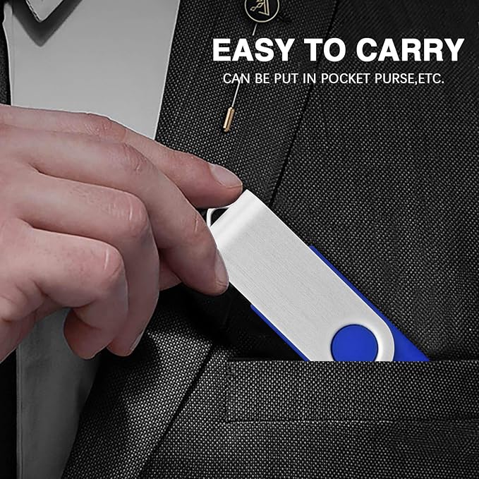 1GB USB Flash Drives 100 Pack, EASTBULL USB 2.0 Flash Drive Bulk Thumb Drive Pack Memory Stick Swivel Pen Drives (Blue)