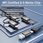 Coiled Multi Charging Cable - USB C Lightning Micro USB Cable 5 in 1 for Apple Carplay & Android Auto [MFi & PD60W & Data Sync] Coiled USB C Cable for iPhone 17 16 15 14 13 12 X Android Samsung Laptop