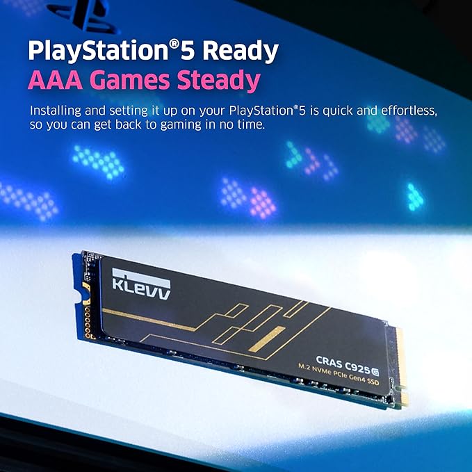 KLEVV CRAS C925G 500GB M.2 2280 NVMe PCIe Gen4x4 Internal Gaming SSD with Graphene Heatsink, Compatible with PS5, up to 7400MB/s (K500GM2SP0-25G)