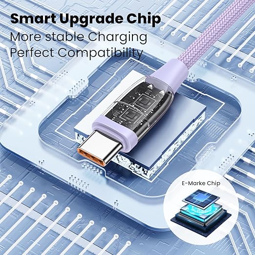 100W USB C Multi Charging Cable, USAMS 4FT 5-in-1 5A Fast Sync Charger Adapter Nylon Braided Type-C Cable for Laptop/Tablet/Phone and More