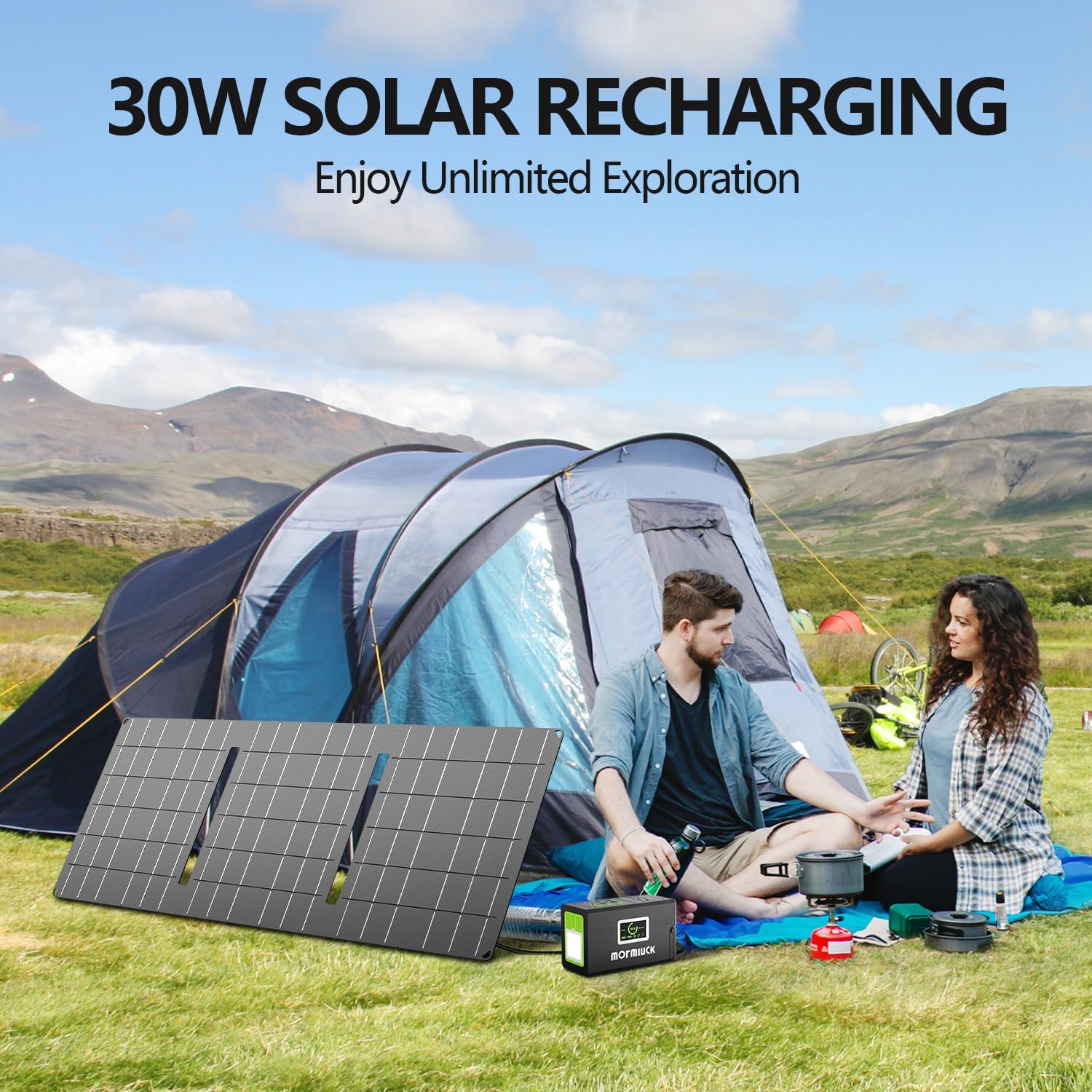 Solar Generator, 127W(Peak 150W) 88.8Wh Portable Power Station with 30W Solar Panel, 110V Lithium Battery Pack with Ac Outlet, Soalr Powered Generator for Home,Camping