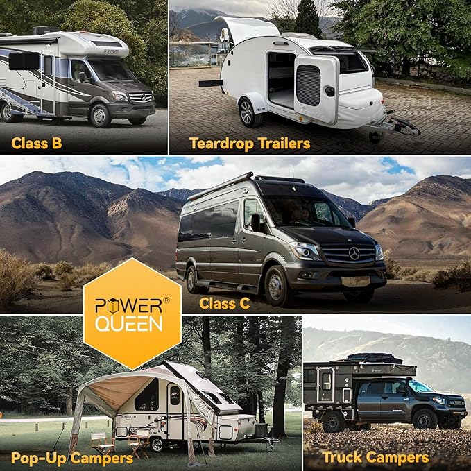 Power Queen 12V 100Ah Group 24 LiFePO4 Battery, 1280Wh Lithium Battery with 100A BMS,Grade A Battery Cell, Perfect for Trailer RV, Marine, Solar Power System