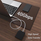 2FT USB 4 Cable, 240W Short C Cable Fast Charging, 40Gbps High Speed Data Transfer, 8K 60Hz Single and Dual 4K 60Hz Video Output Compatible with for iPhone 16/16 Pro/16 Plus/16 Pro Max