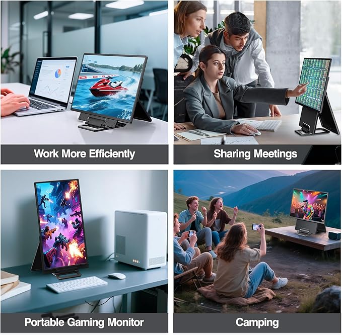 23.8'' Portable Monitor,FHD 1080P 100Hz IPS Laptop Screen Extender,USB-C HDMI Large Office Gaming Second Monitor Extender with Detachable Stand for Mac Windows PS5 Xbox Switch(Built-in Speakers)