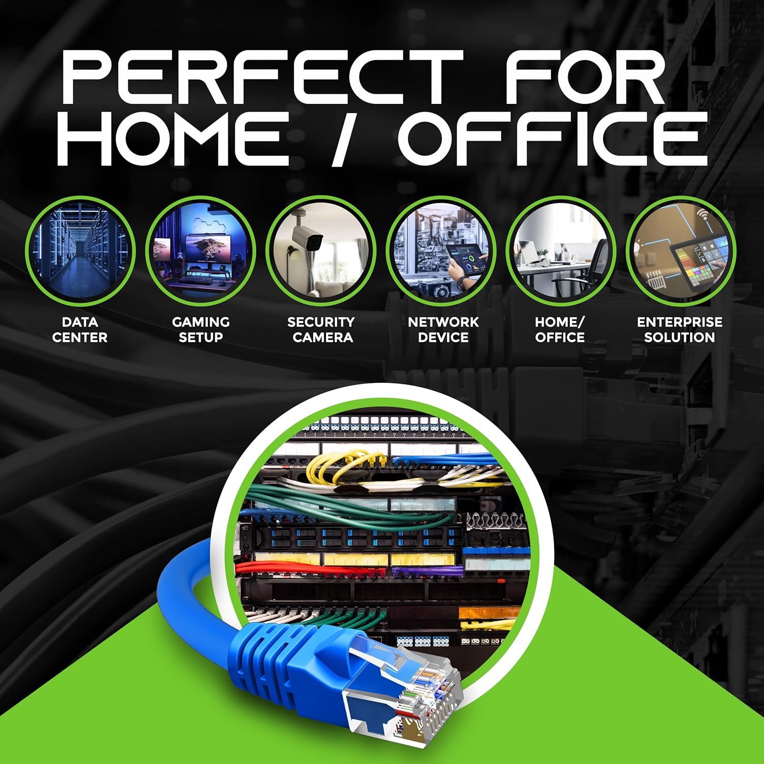 GearIT 24-Pack, Cat5e Ethernet Patch Cable 2 Feet - Snagless RJ45 Computer LAN Network Cord, Blue - Compatible with 24 48 Port Switch POE Rackmount 24port Gigabit