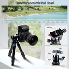 SIRUI AM203 Mini Travel Tripod with 360° B00K Ball Head, Lightweight Aluminum Tripod for Travel and Tabletop Use, Max Load 20lbs/10KG, Folded Height 11.4”, Max Height 16.7”