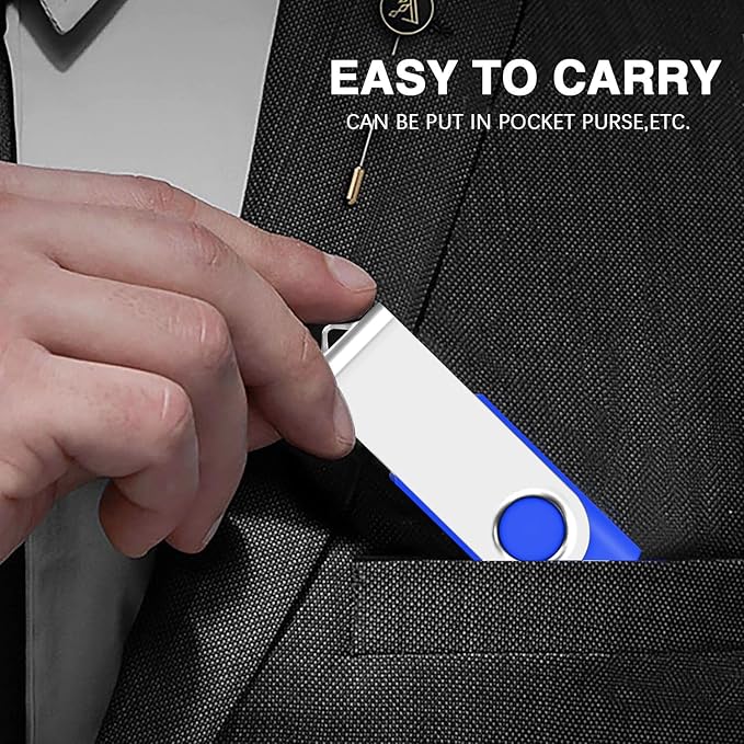 256MB Bulk Flash Drives 50 Pack, EASTBULL USB 2.0 Fast Speed Flash Drives Bulk Swivel Thumb Drives Pack (Blue)