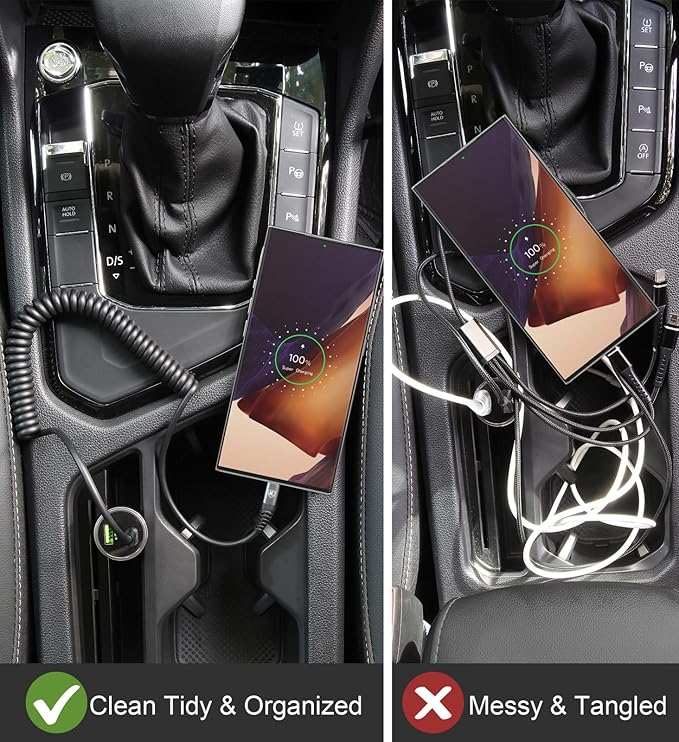 KIYODA 3FT & 6FT USB C to USB C Cable 2Pack - Coiled Type C Fast Charging Cable for Car, Compatible with iPhone 16/15/Plus/Pro/Pro Max/MacBook Pro 2020/Samsung Galaxy S23