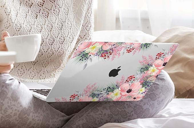 Laptop Case for MacBook Air 13 2020 2019 2018 with Touch ID & Retina Display Floral Series Hard Shell with Keyboard Cover Screen Protector for New Mac Air 13.3 inch A2337 A2179 A1932, Beautiful Floral