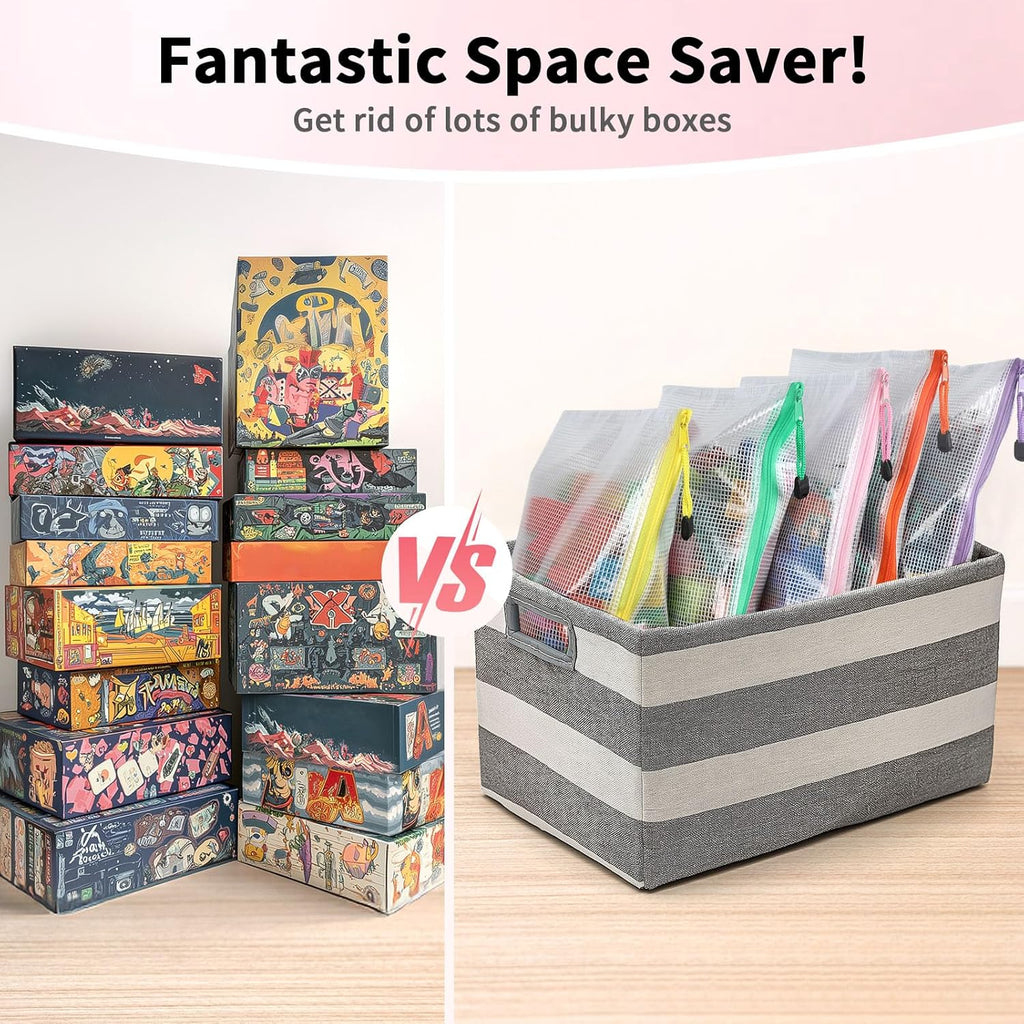 Umriox Mesh Zipper Pouch, 14.9x11.0 in (12 Colors, 12 Packs), Extra Large Zipper Bags, Waterproof Zipper Pouches for Office Supplies, Puzzles, Board Game Storage & Cross Stitch Projects