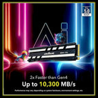 Addlink G55H 2TB PCIe 5.0 Gen5 NVMe M.2 SSD with Heatsink - Up to 10,300MB/s - Game Ready - Internal Solid State Drive - Compatible with PCs and PS5 (ad2TBG55HM2P)