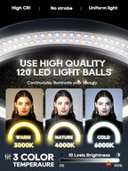 Upgrade Ring Light Overhead Phone Mount, 12”Circle LED Desk Ring Light with Clamp for Video Recording,Flexible Articulating Phone Arm Stand Compatible with iPhone,Live Streaming YouTube Tiktok