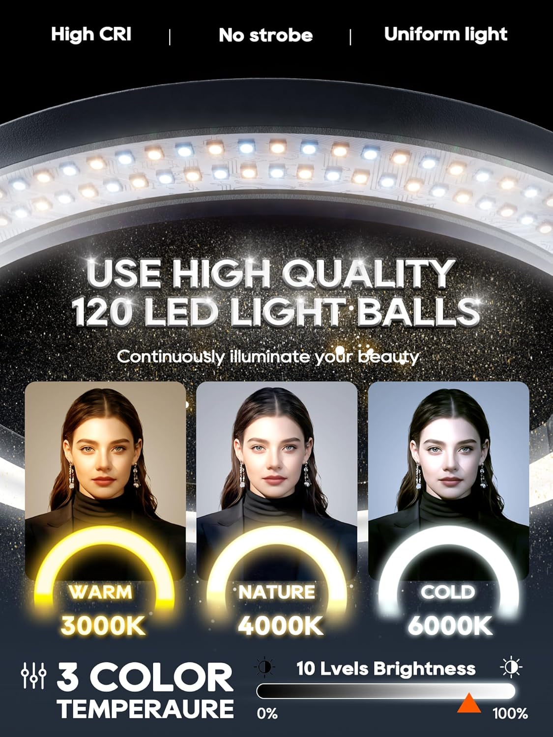 Upgrade Ring Light Overhead Phone Mount, 12”Circle LED Desk Ring Light with Clamp for Video Recording,Flexible Articulating Phone Arm Stand Compatible with iPhone,Live Streaming YouTube Tiktok