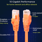Rapink Patch Cables Cat6 0.5ft (24 Pack), Ethernet Patch Cable 10G Support, Cat 6 Patch Cable for Patch Panel to Switch, Flexiable Cat 6 Ethernet Cable with Gold Plated Orange