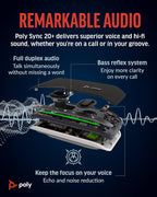 Poly Sync 20+ Personal Portable Bluetooth Speakerphone (Plantronics) - Noise/Echo Reduction - USB-C Bluetooth Adapter - Works w/Teams, Zoom, PC, Mac, Mobile – Amazon Exclusive