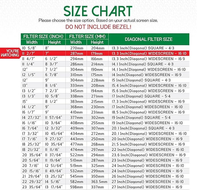 13.3 Inch Laptop Privacy Screen Shield for 16:10 Wide Display - Anti Glare Computer Privacy Screen Cover | Blue Light Blocking Screen Protector | Scratch Resistant UV Filter | Attachment Type